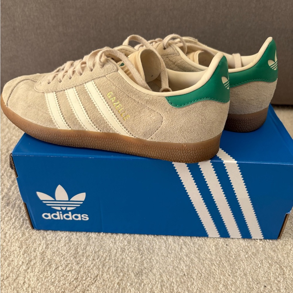 Adidas Gazelle Suede Beige with Green Accents
